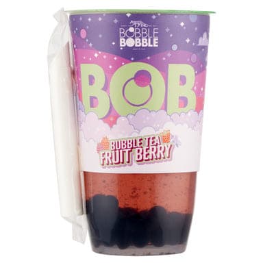 Bob Fruit Bubble Tea fekete tea eper- és málnalével, áfonyalét tartalmazó italgyöngyökkel - 360 ml