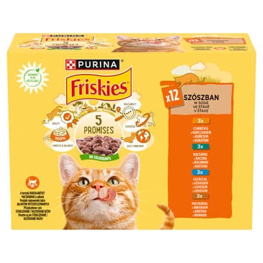 Friskies alutasak macskáknak, csirke, kacsa, lazac, pulyka 12x85 g - 1020 g