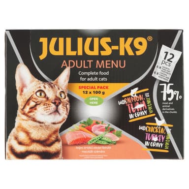 Julius-K9 teljes alutasak macskáknak lazaccal, tonhallal 12 x 100 g - 1200 g