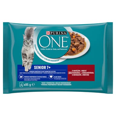 Purina one macskáknak senior marha és sárgarépa 4*85 g - 340 g