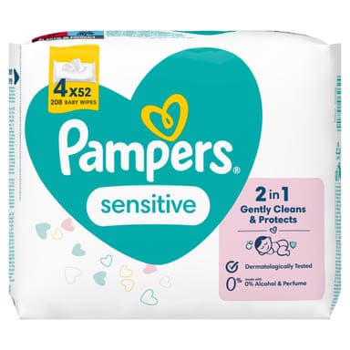 Pampers sensitive törlőkendő (4x52) - 208 db