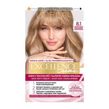 L'Oréal Paris Excellence krémes, tartós hajfesték 8.1 világos hamvasszőke - 1 db