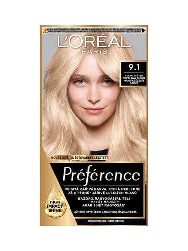 L'Oréal Paris Préférence Hajfesték 9.1 Oslo - Hamvas északi szőke - 1 db
