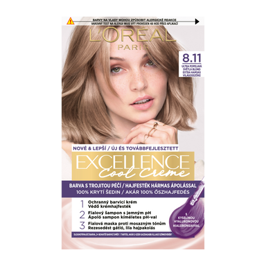 L'Oréal Paris Excellence krémes, tartós hajfesték COOL CRÉME 8.11 Extra hamvas világosszőke - 1 db