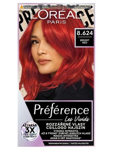 L'Oréal Paris Préférence Vivid hajfesték, 8.624 bright red /020 - 174 ml