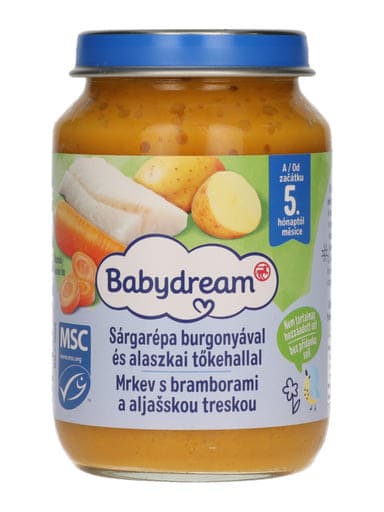 Babydream Bébiétel Sárgarépa Burgonya Hal Ízesítéssel 5 Hónapos Kortól - 190 g