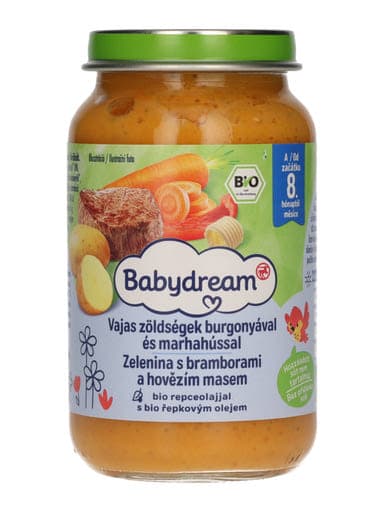 Babydream Bébiétel Vajas Zöldséges Marhahús Ízesítéssel 8 Hónapos Kortól - 220 g