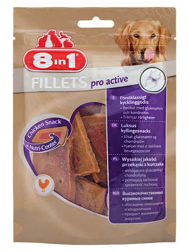 8 in 1 Fillets Pro Active jutalomfalat kutyáknak - 80 g