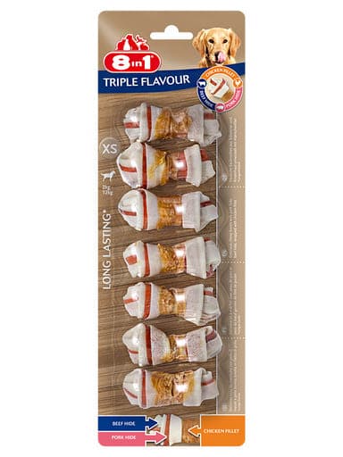 8in1 kutya rágócsont triple flavour xs - 7 db