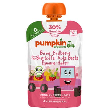 Pumpkin Bio körte eper püré édesburgonyával és céklával 6 hónapos kortól - 100 g