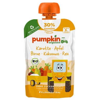 Pumpkin Bio sárgarépa püré körtével, kókusszal és rizzsel 6 hónapos kortól - 100 g