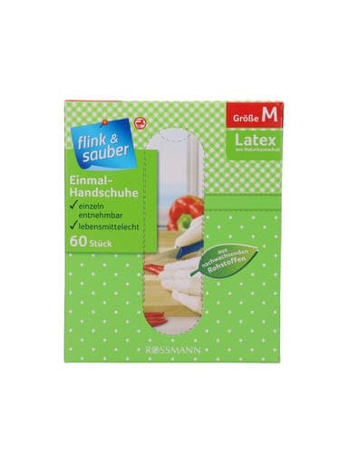 Flink & Sauber M Méret Egyszer Használatos Latex Gumikesztyű - 60 db
