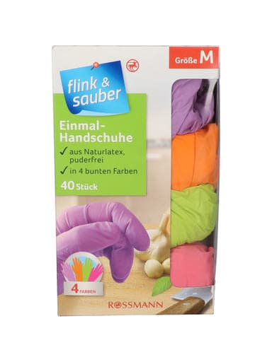 Flink&Saube egyszerhazsnálatos gumikesztyű, színes M - 40 db