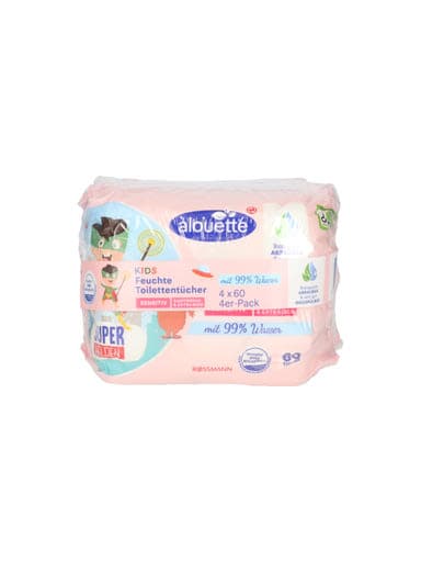 Alouette Kids nedves toalett papír, 99% víz 4x60 db - 240 db