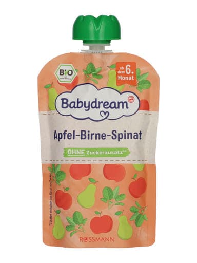 Babydream bio püré alma-körte-spenót 6 hónapos kortól - 100 g