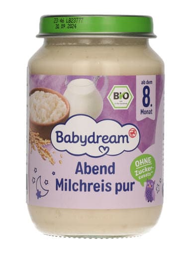 Babydream bio 8 hónapos kortól natur tejberizs - 190 g