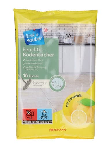 Flink & Sauber Padlótörlő Citrus Nedves Kendő - 16 db
