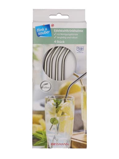 Flink&Sauber rozsdamentes szívószál - 4 db