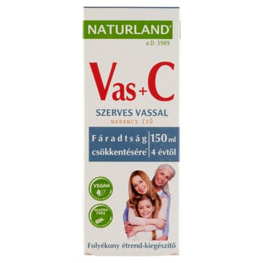Naturland Vas+C folyékony étrend-kiegészítő készítmény narancs ízű - 150 ml
