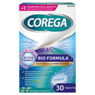 Corega Tabs Bio Formula műfogsor tisztító tabletta - 30 db