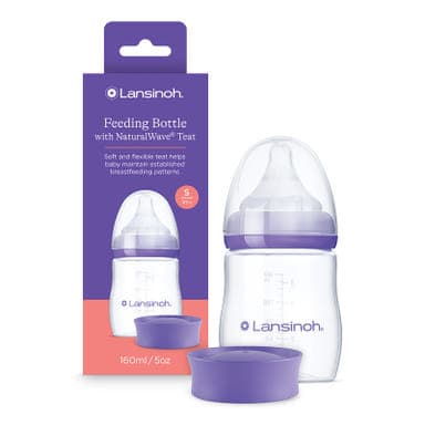 Lansinoh cumisüveg lassú folyású etetőcumival + fedéllel, 160 ml - 1 db