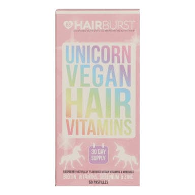 Hairburst Unicorn étrend-kiegészítő hajvitamin biotinnal, szelénnel és cinkkel málna ízű - 60 db