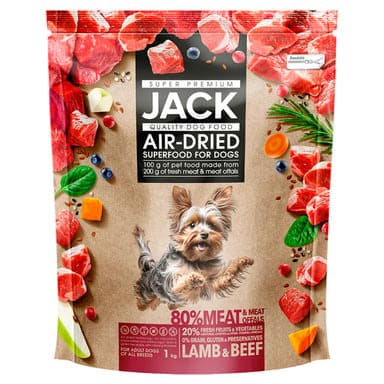 Jack Super Premium Air-Dried bárány-marha teljes értékű eledel felnőtt kutyák számára - 1000 g