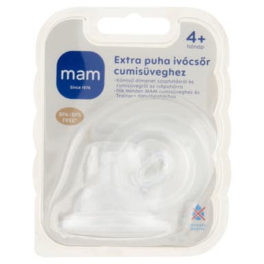 Mam extra puha ivócsőr cumisüveghez és tanulópohárhoz, szimmetrikus, 4 hónapos kortól - 2 db