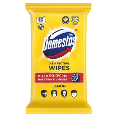 Domestos Lemon higiénikus törlőkendő citrom illattal - 60 db