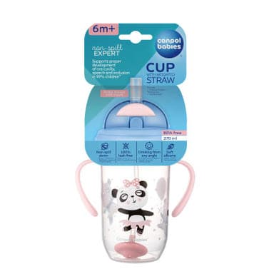 Canpol Babies itatópohár súlyozott szívószállal 6 hónapos kortól 270 ml /rózsaszín - 1 db