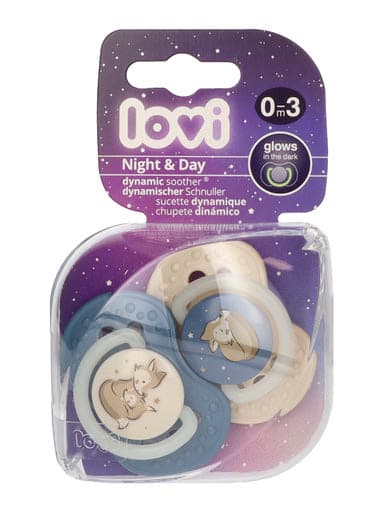 Lovi Night&Day szimmetrikus nyugtató cumi 0-3 hónapos korig /fiú - 2 db