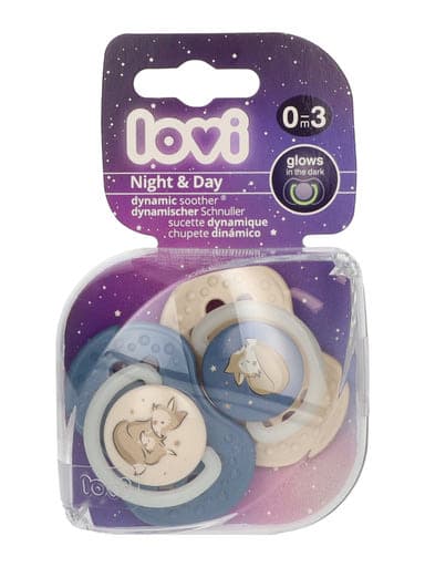 Lovi Night&Day szimmetrikus nyugtató cumi 3-6 hónapos korig /fiú - 2 db