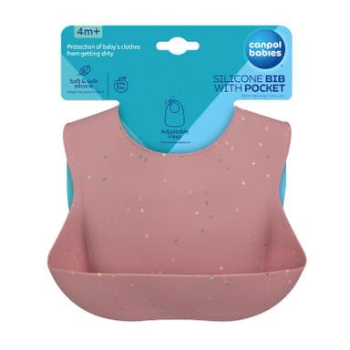 Canpol Babies Dots szilikon előke /rózsaszín - 1 db