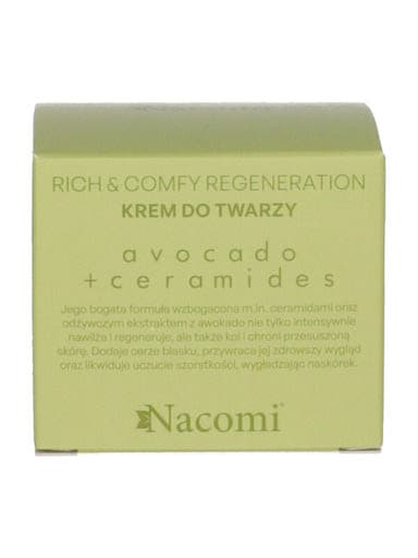 Nacomi Rich&Comfy arckrém avokádóval és ceramiddal - 38 g