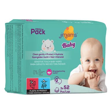 JimJams Baby nedves popsitörlőkendő multipack 3x52 db - 156 db