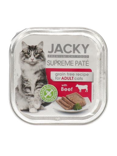 Jacky Supreme akutál pástétom marha ízesítéssel macskák számára - 100 g