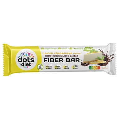 DotsDiet Fiber Bar rostszelet citromos sajttorta ízű étcsokoládéba mártva - 40 g