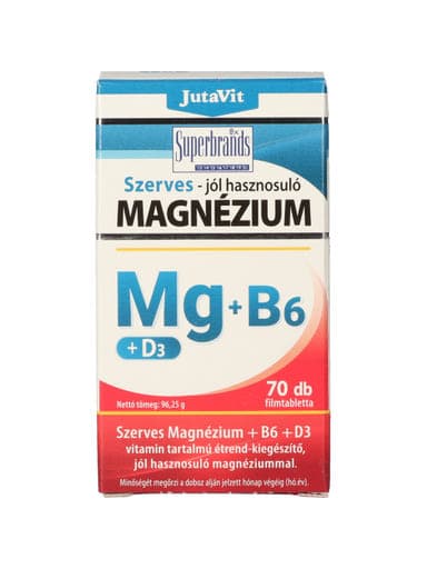 JutaVit Szerves Magnézium + B6 + D3 étrend-kiegészítő filmtabletta - 70 db