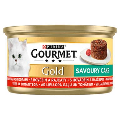 Gourmet Gold felnőtt teljes értékű konzerv macskáknak, marhahússal és paradicsommal - 85 g