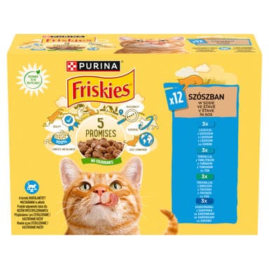 Friskies alutasak macskáknak, lazac, tonhal, szardínia, tőkehal 12x85 g - 1020 g