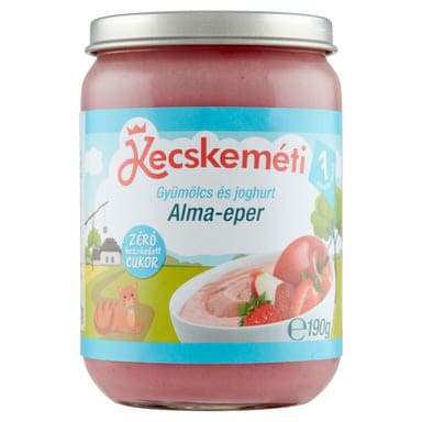 Kecskeméti Bébiétel Alma Eper Joghurt Ízesítéssel 7 Hónapos Kortól - 190 g
