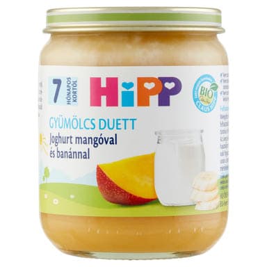 Hipp Bio bébiétel joghurt- mangó- banán gyümölcs duett 7 hónapos kortól - 160 g