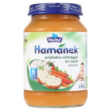 Hamánek Bébiétel Pulykahús Zöldséggel És Rizzsel 4 Hónapos Kortól - 190 g