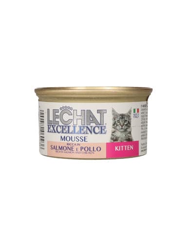 Lechat konzerv kölyök macskáknak lazaccal és csirkével - 85 g