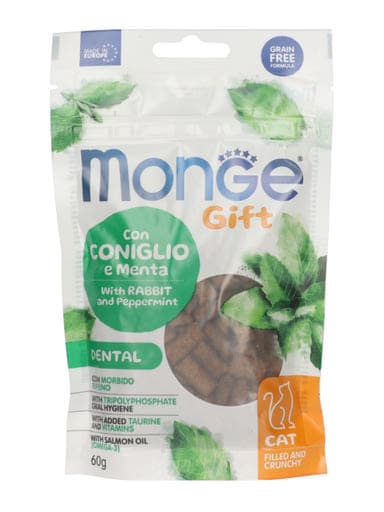 Monge Gift Dental jutalomfalat macskáknak nyúllal és mentával - 60 g