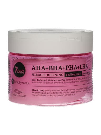 7Days AHA+BHA+PHA+LHA hámlasztó vattakorongok - 57 g