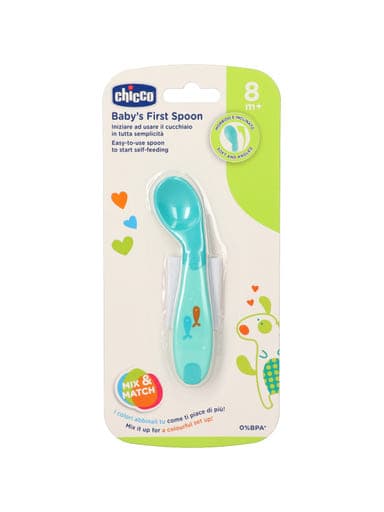 Chicco jobbkezes kanál 8 hónapos kortól, kék - 1 db