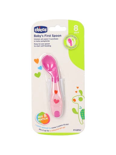 Chicco jobbkezes kanál 8 hónapos kortól, rózsaszín - 1 db