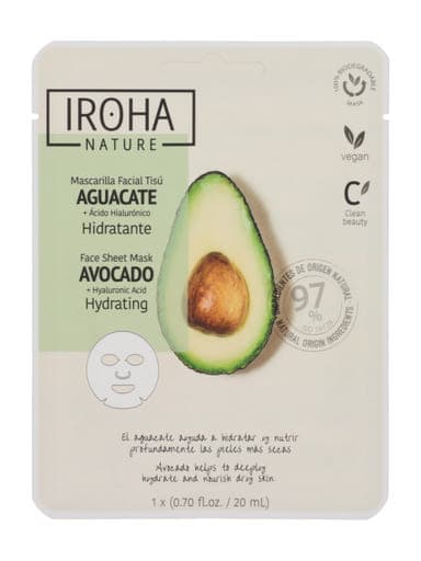 Iroha Nature fátyolmaszk avokádóval és hialuronsavval - 1 db