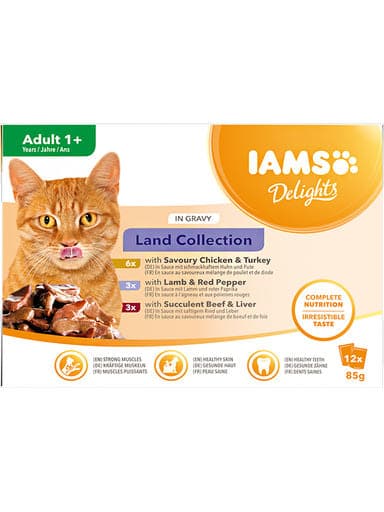 IAMS Advenced Nutrition nedves táp felnőtt macskáknak szárazföldi kollekció szószos(12x85 g) - 1020 g
